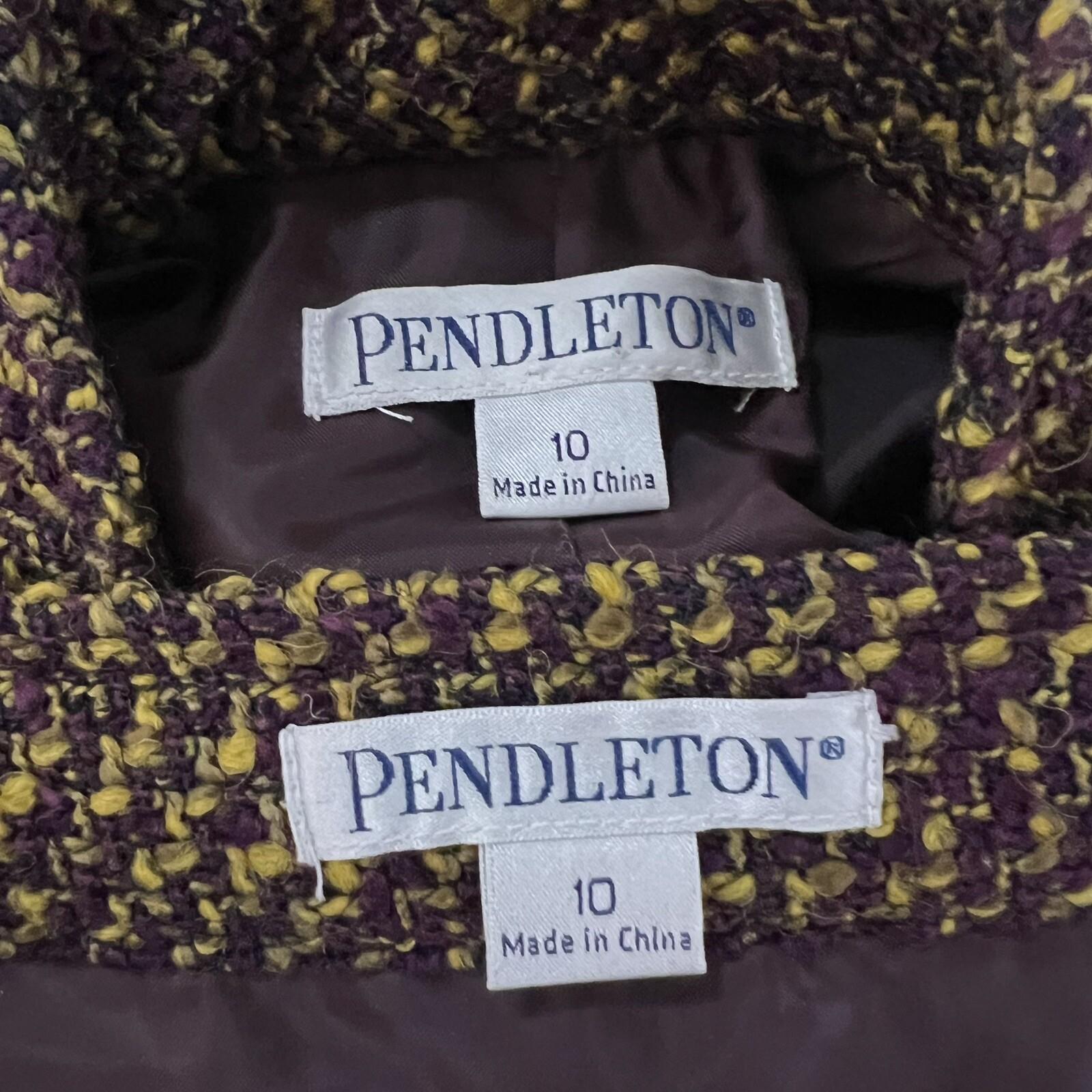 PENDLETON 2PC Multicolor Knit Wool Acrylic Blend Lined Zip Up Skirt Suit Size 10