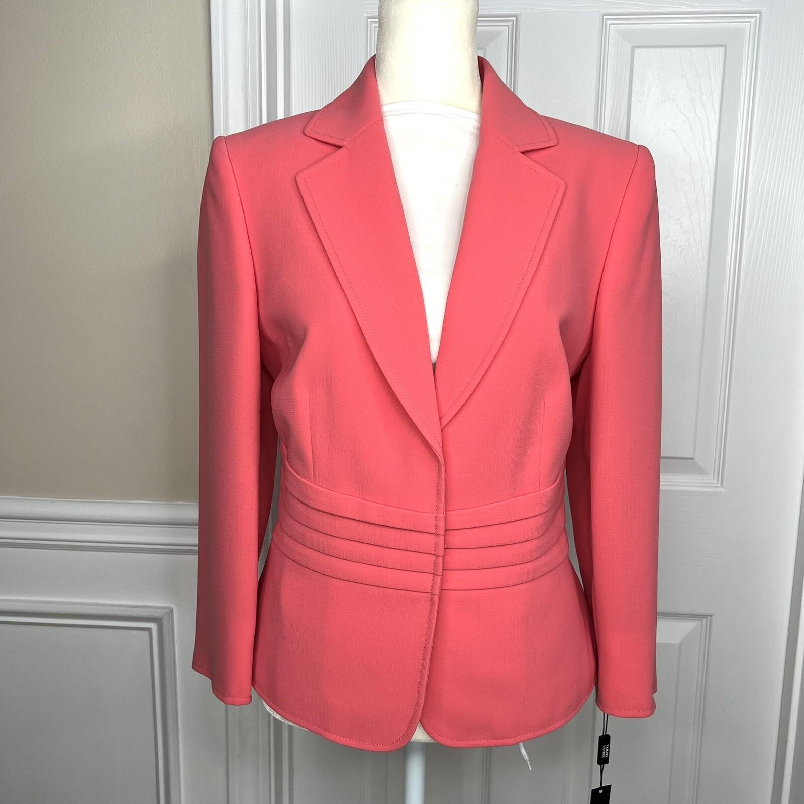 New TAHARI ASL Coral Polyester lined Single Breasted Notch Collar Blazer Size 8