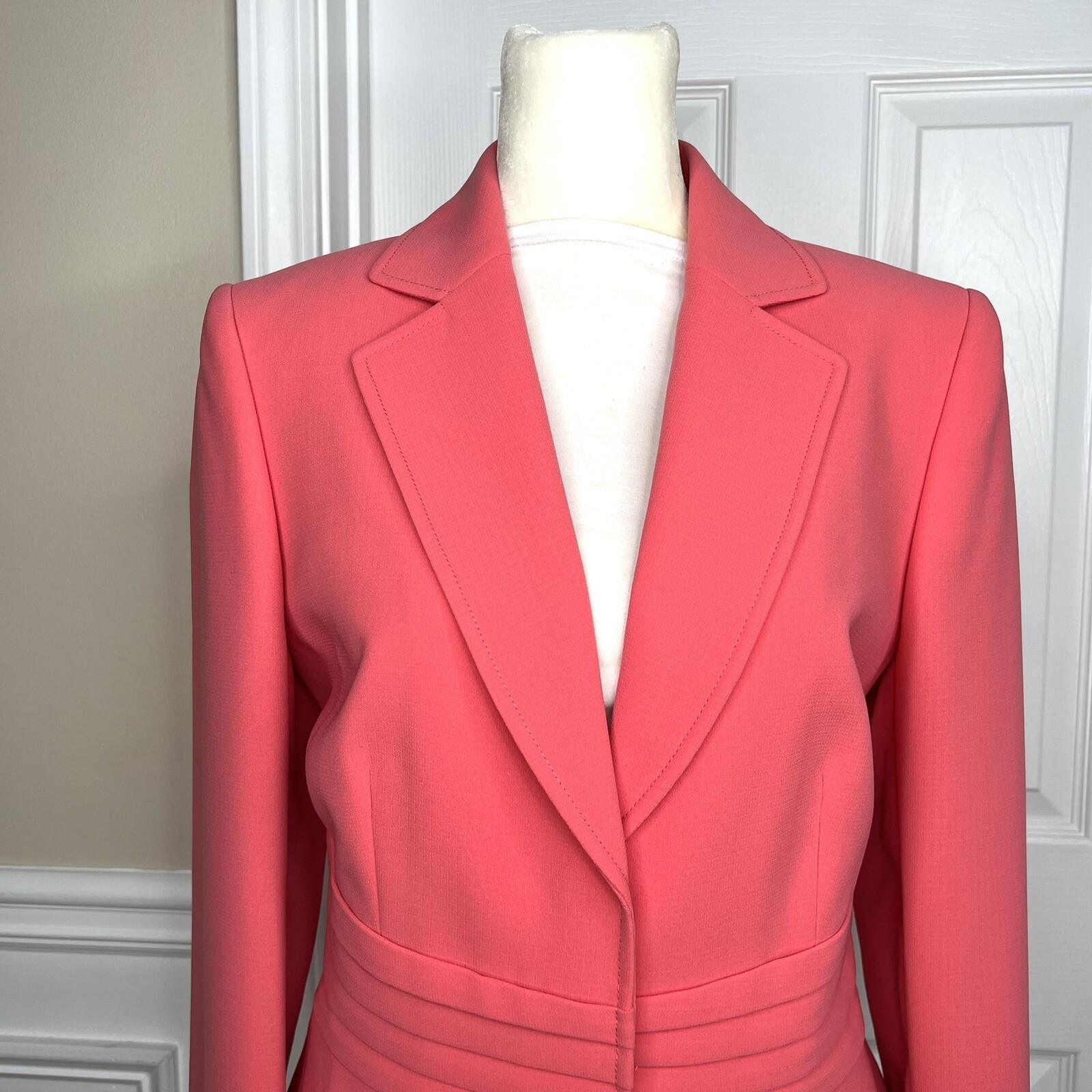 New TAHARI ASL Coral Polyester lined Single Breasted Notch Collar Blazer Size 8