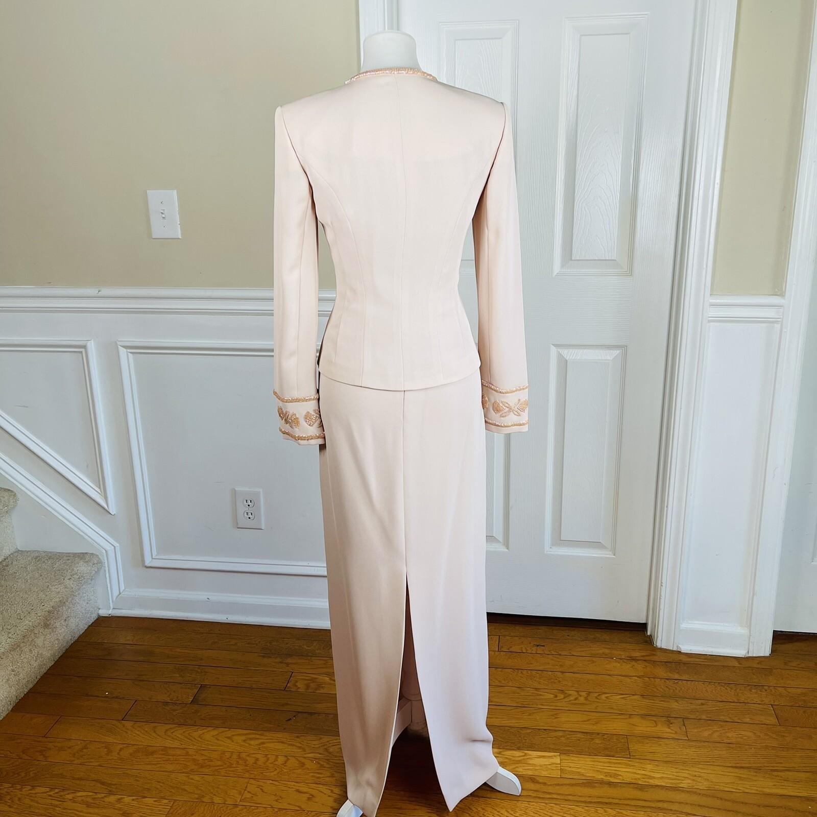 New MAGALLI EVENING 2PC Pink Beaded Polyester Long Skirt Suit Size 4 MSRP 0