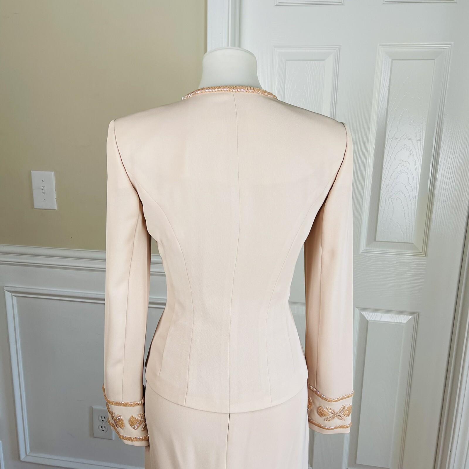 New MAGALLI EVENING 2PC Pink Beaded Polyester Long Skirt Suit Size 4 MSRP 0