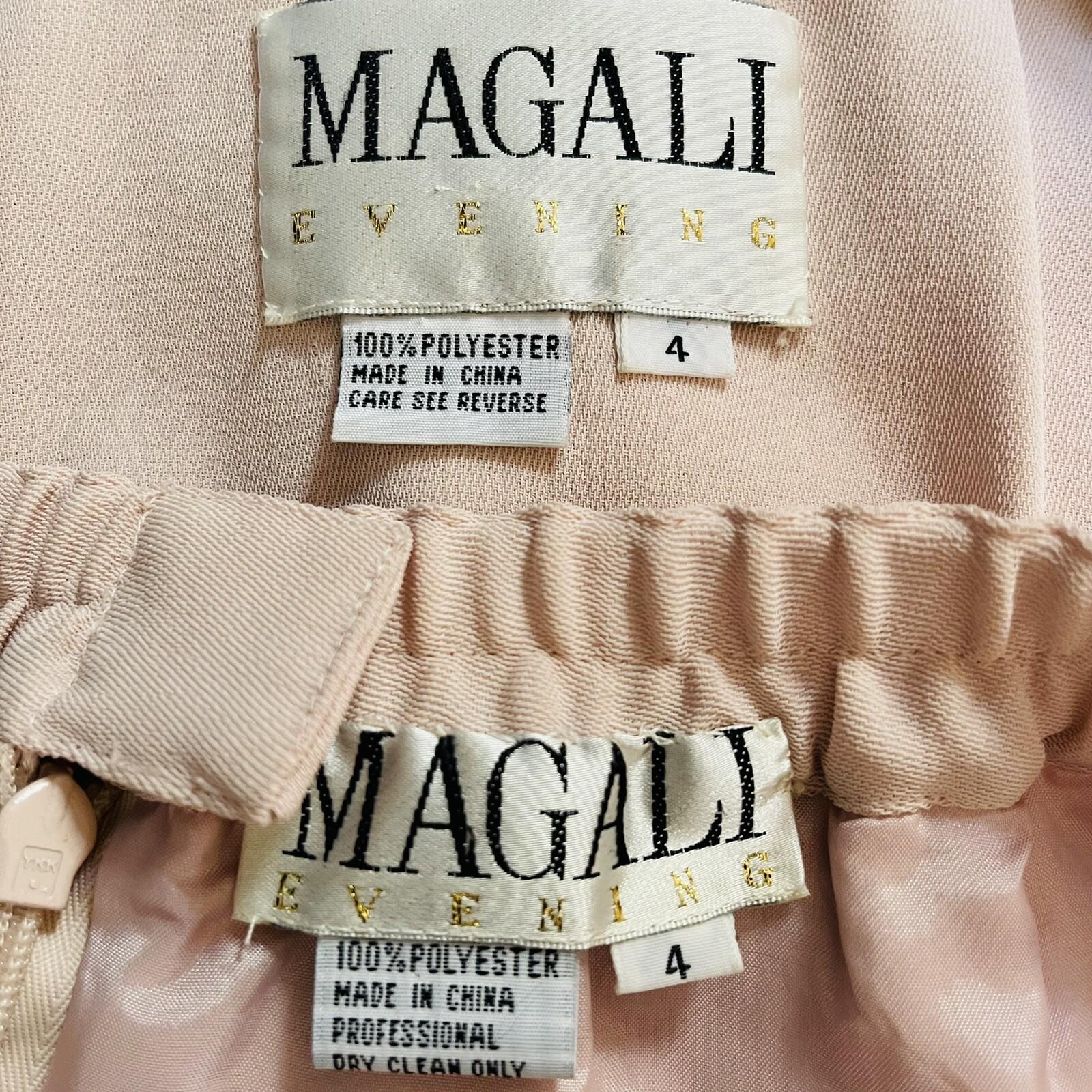 New MAGALLI EVENING 2PC Pink Beaded Polyester Long Skirt Suit Size 4 MSRP 0
