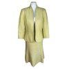 KASPER Women 2PC Light Green Linen Open Front Stand Up Collar Skirt Suit Size 6