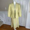 KASPER Women 2PC Light Green Linen Open Front Stand Up Collar Skirt Suit Size 6