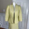KASPER Women 2PC Light Green Linen Open Front Stand Up Collar Skirt Suit Size 6