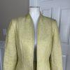KASPER Women 2PC Light Green Linen Open Front Stand Up Collar Skirt Suit Size 6