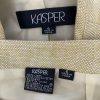 KASPER Women 2PC Light Green Linen Open Front Stand Up Collar Skirt Suit Size 6
