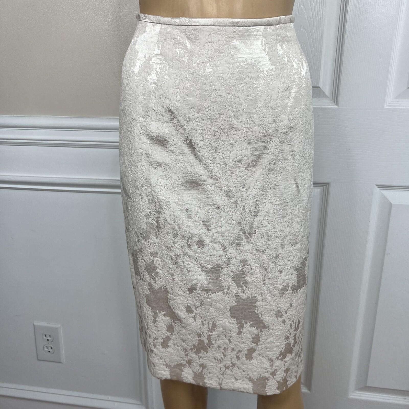 10-2182.jpg KASPER Rayon Polyester Cotton Skirt Suit Size 4 Beige 3/4 Sleeves 2PC Lined New