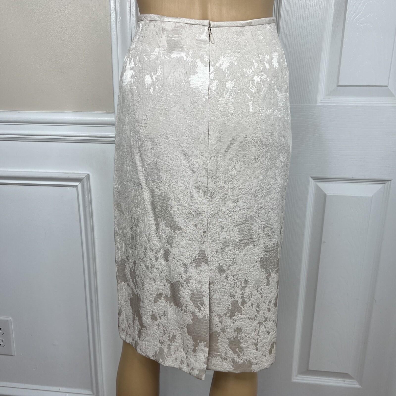 10-2183.jpg KASPER Rayon Polyester Cotton Skirt Suit Size 4 Beige 3/4 Sleeves 2PC Lined New
