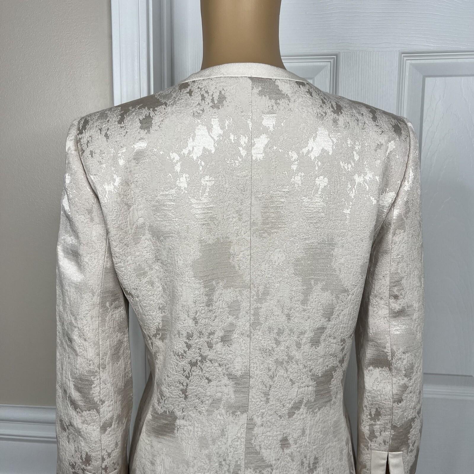 10-2186.jpg KASPER Rayon Polyester Cotton Skirt Suit Size 4 Beige 3/4 Sleeves 2PC Lined New