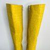 Aldo Leather Knee High Boots 6 Yellow Crocodile Embossed Pointed Toes Siletto