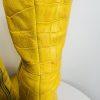 Aldo Leather Knee High Boots 6 Yellow Crocodile Embossed Pointed Toes Siletto