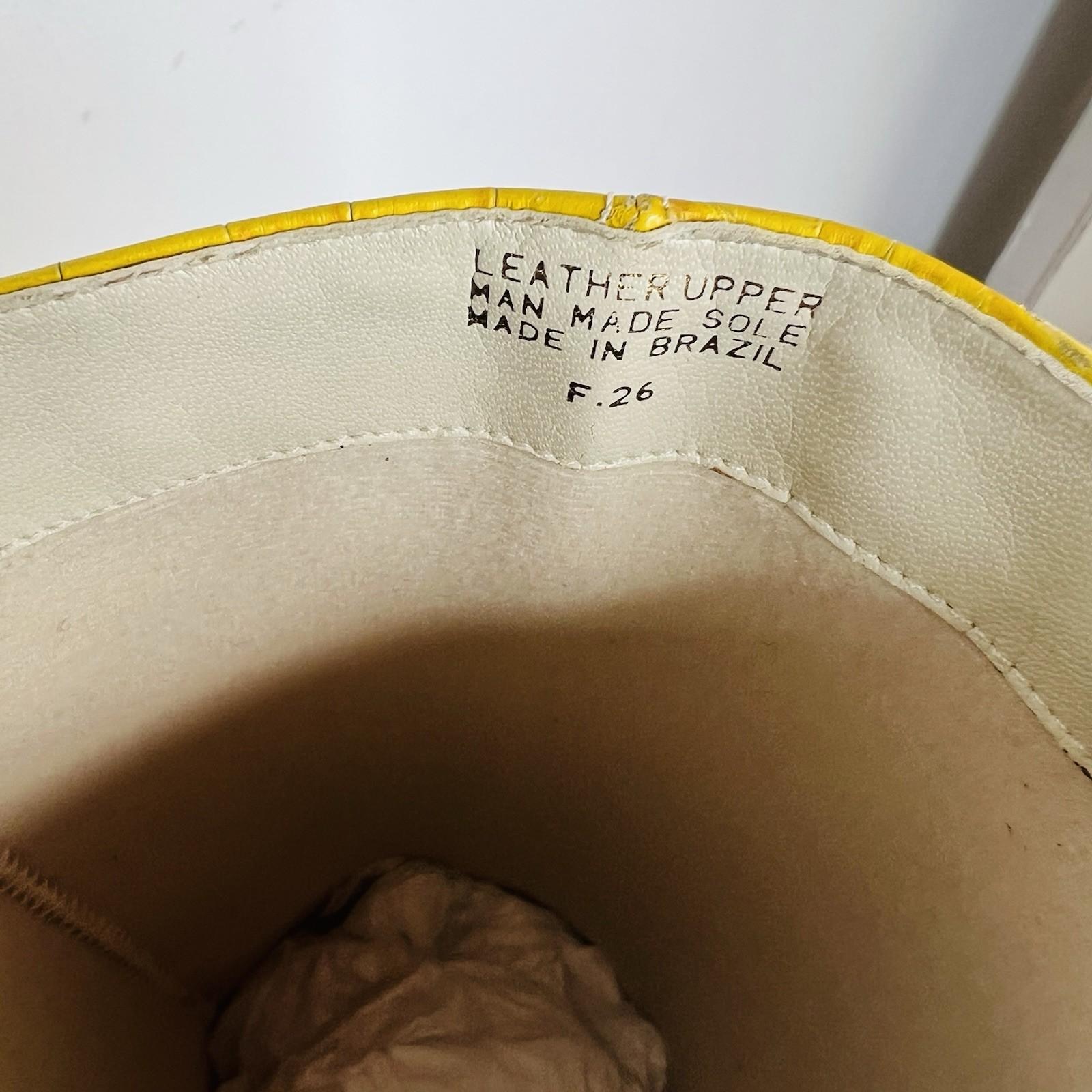 Aldo Leather Knee High Boots 6 Yellow Crocodile Embossed Pointed Toes Siletto
