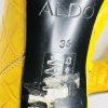 Aldo Leather Knee High Boots 6 Yellow Crocodile Embossed Pointed Toes Siletto