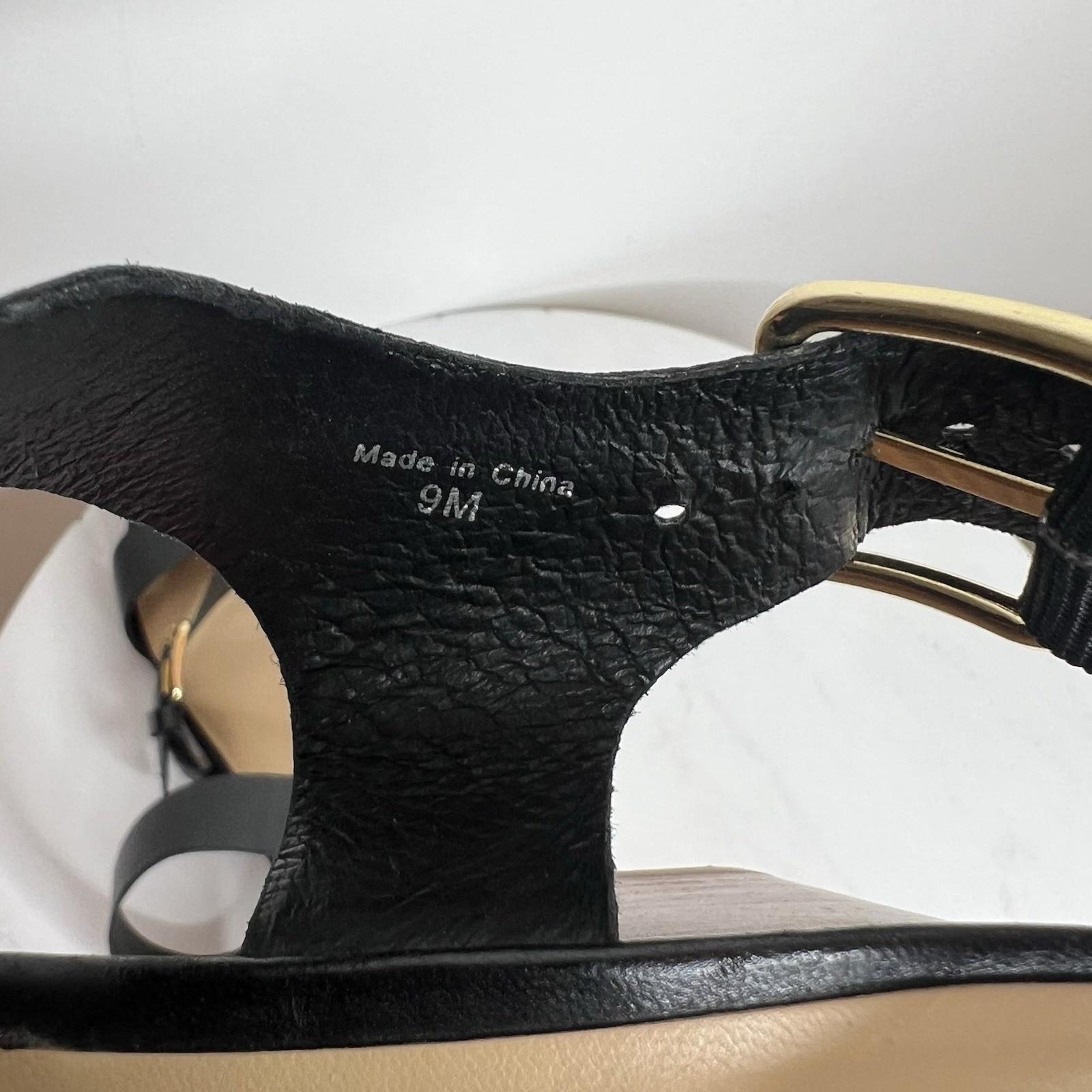 10-2216.jpg Kate Spade NY Black Soft Leather Buckle Ankle Strap Sandals 9M Block Heels