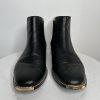 Coach Nichole Leather Booties Size 10 Black Gold Toe Plaque Beadchain Trim