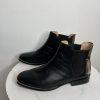 Coach Nichole Leather Booties Size 10 Black Gold Toe Plaque Beadchain Trim
