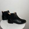 Coach Nichole Leather Booties Size 10 Black Gold Toe Plaque Beadchain Trim