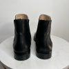 Coach Nichole Leather Booties Size 10 Black Gold Toe Plaque Beadchain Trim