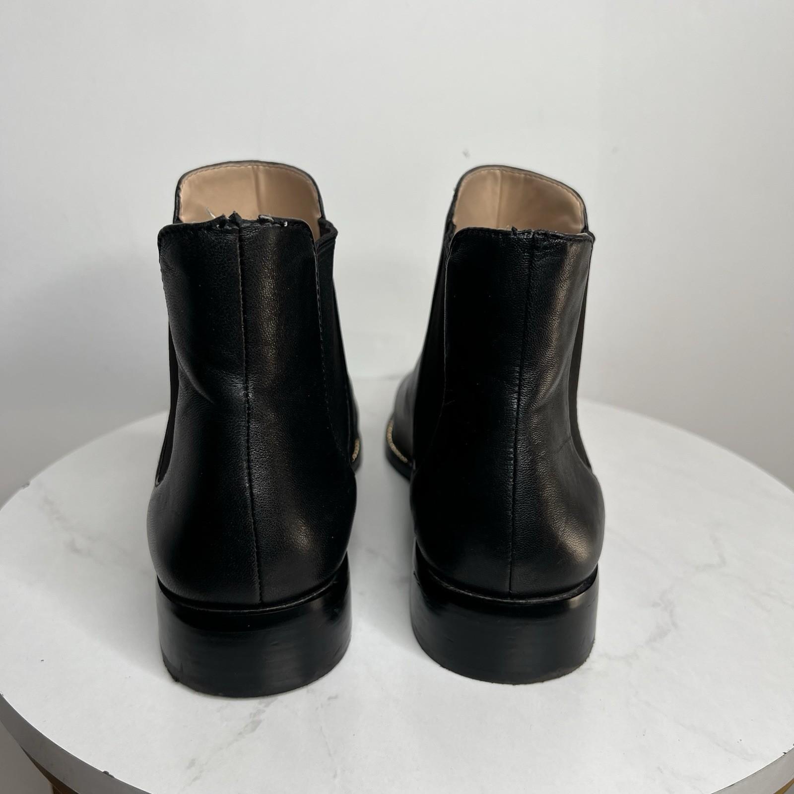 Coach Nichole Leather Booties Size 10 Black Gold Toe Plaque Beadchain Trim