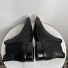 Coach Nichole Leather Booties Size 10 Black Gold Toe Plaque Beadchain Trim