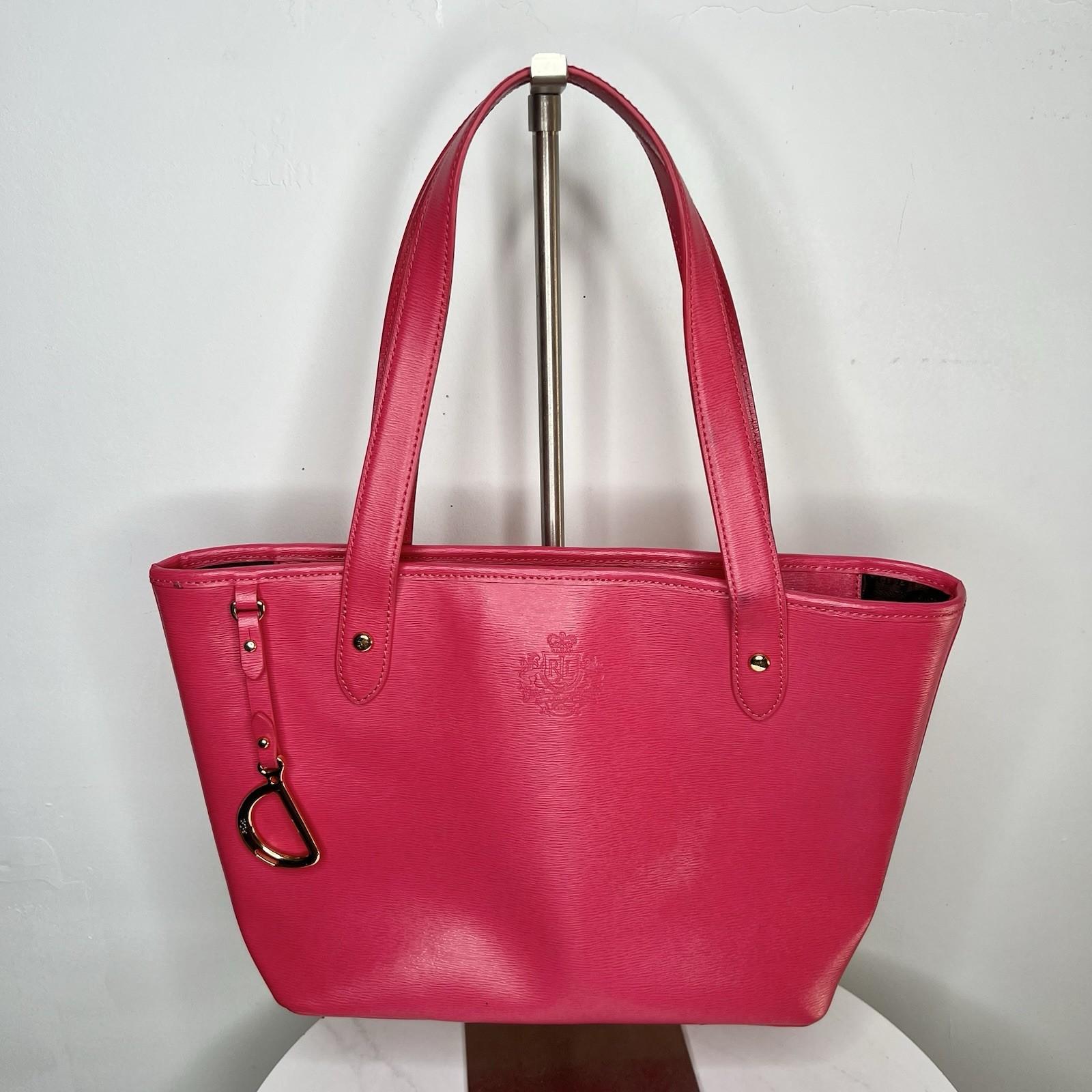 Ralph Lauren Bennington Medium Tote Shopper Handbag Saffiano Leather Fuchsia