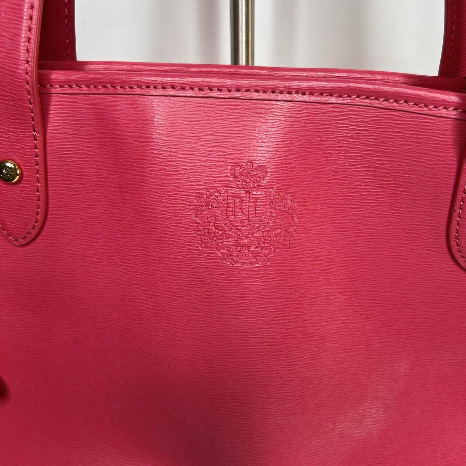Ralph Lauren Bennington Medium Tote Shopper Handbag Saffiano Leather Fuchsia