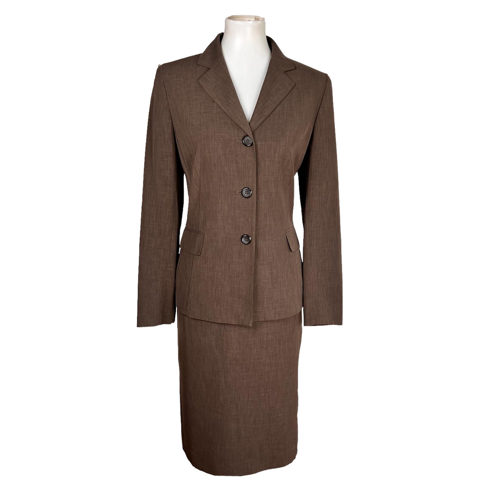 EVAN PICONE Women 2PC Brown Polyester Lined Skirt Suit Size 8