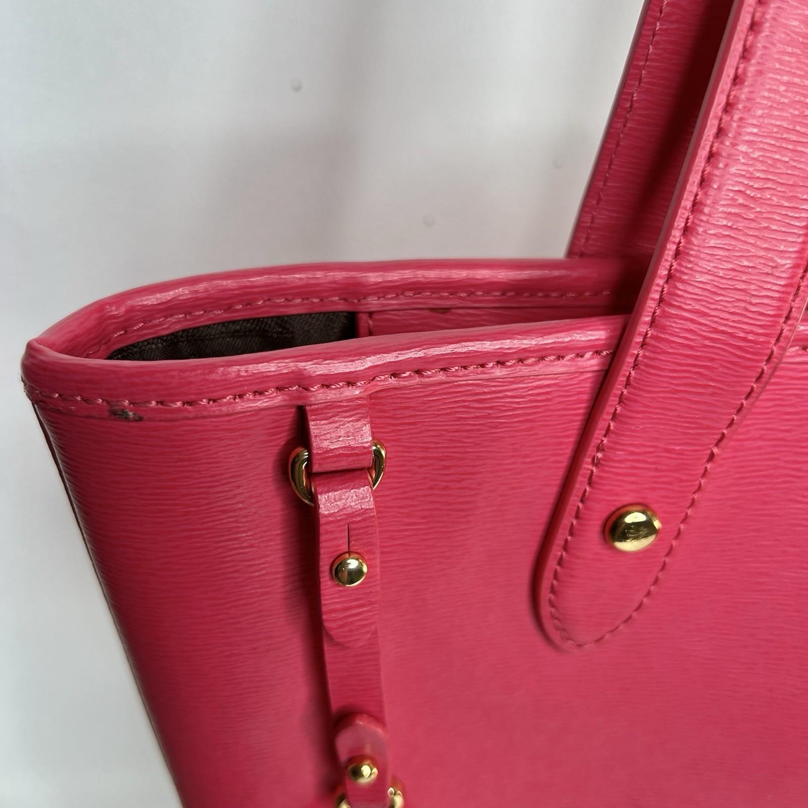 Ralph Lauren Bennington Medium Tote Shopper Handbag Saffiano Leather Fuchsia