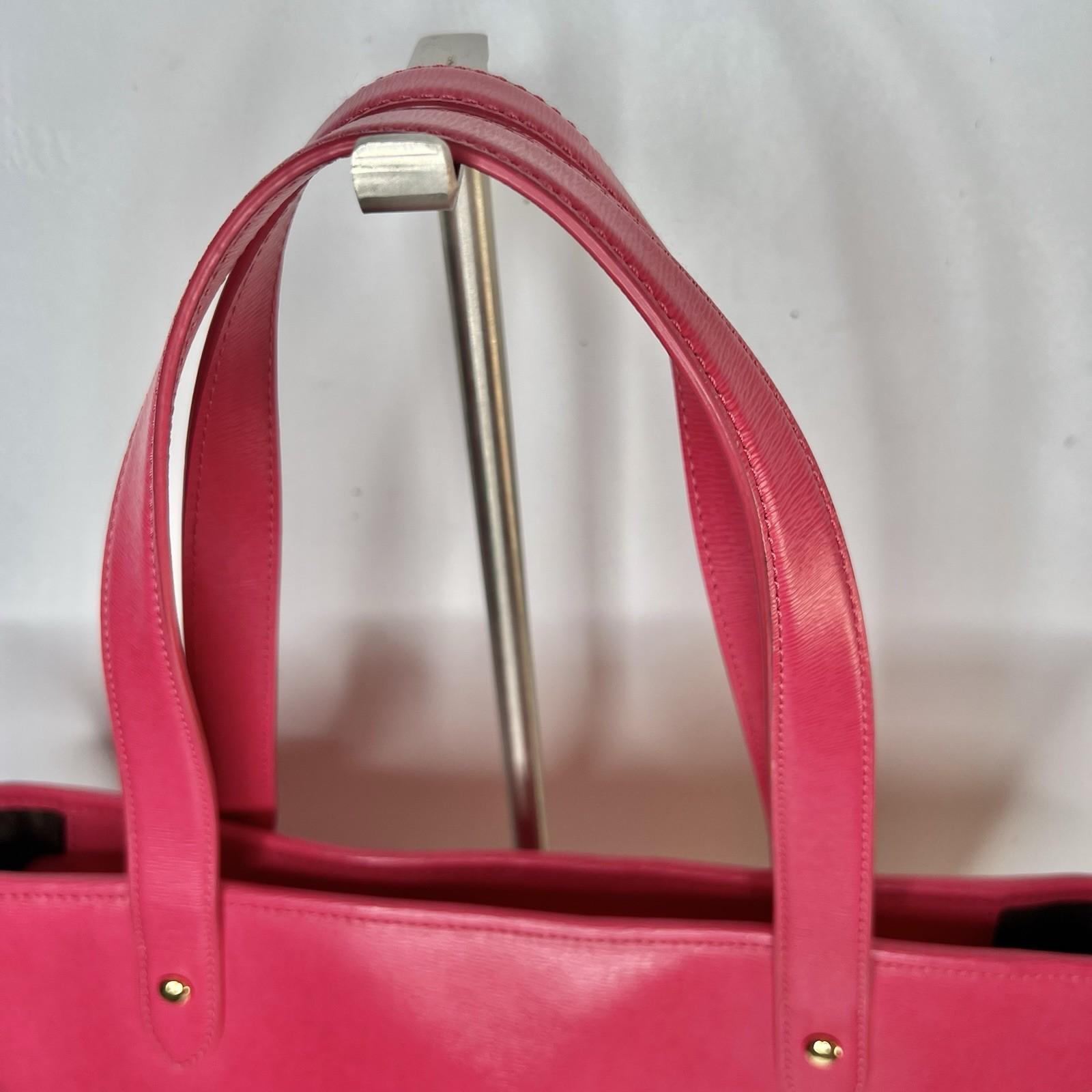 Ralph Lauren Bennington Medium Tote Shopper Handbag Saffiano Leather Fuchsia