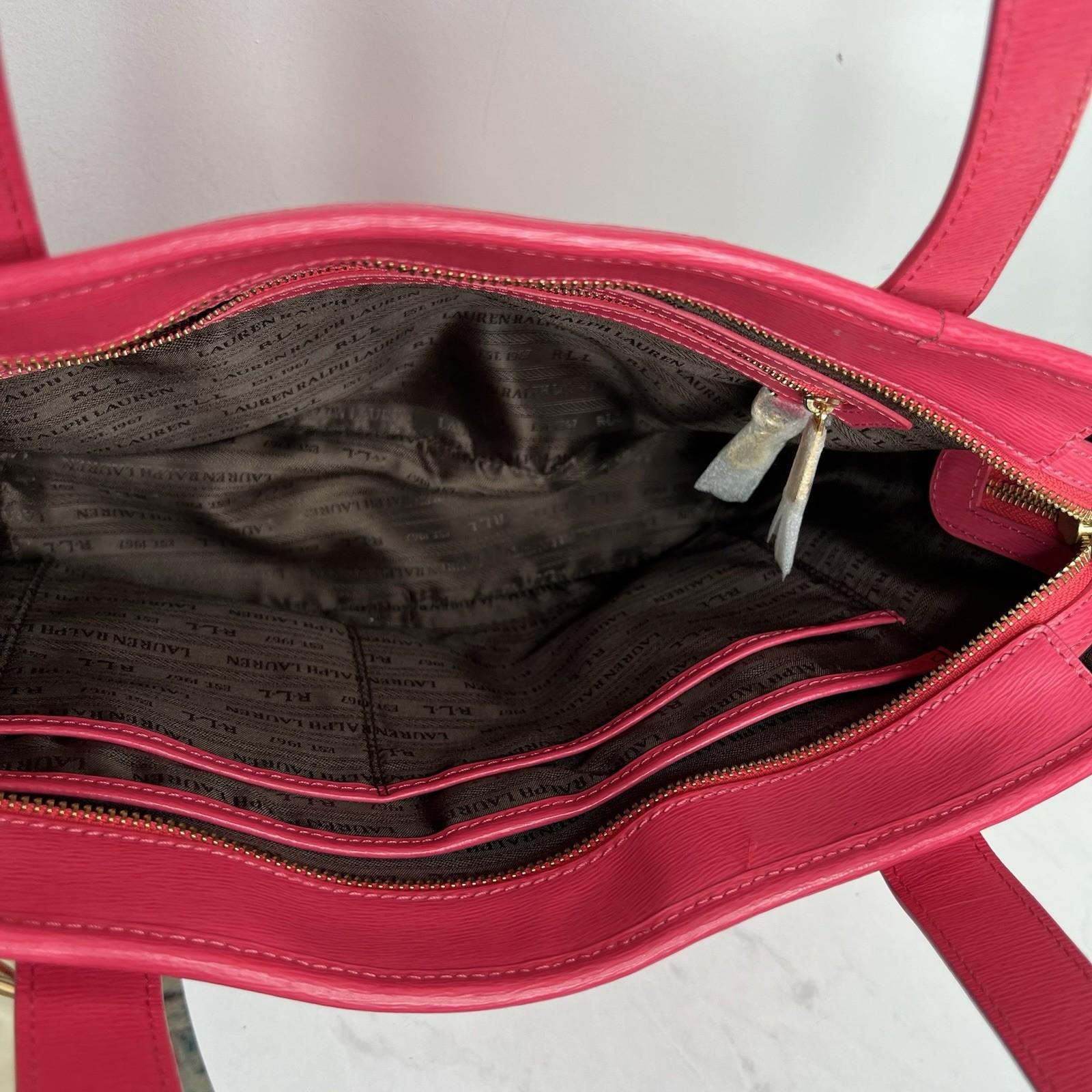 Ralph Lauren Bennington Medium Tote Shopper Handbag Saffiano Leather Fuchsia