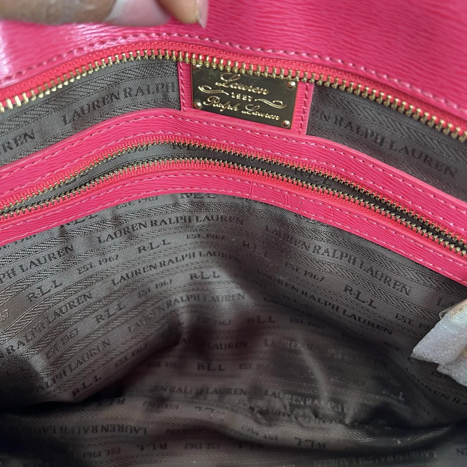 Ralph Lauren Bennington Medium Tote Shopper Handbag Saffiano Leather Fuchsia