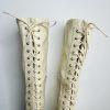 Shoedazzle Faux Leather Knee High Boots 9 Cream ace Zip Balan Lug Sole Padded