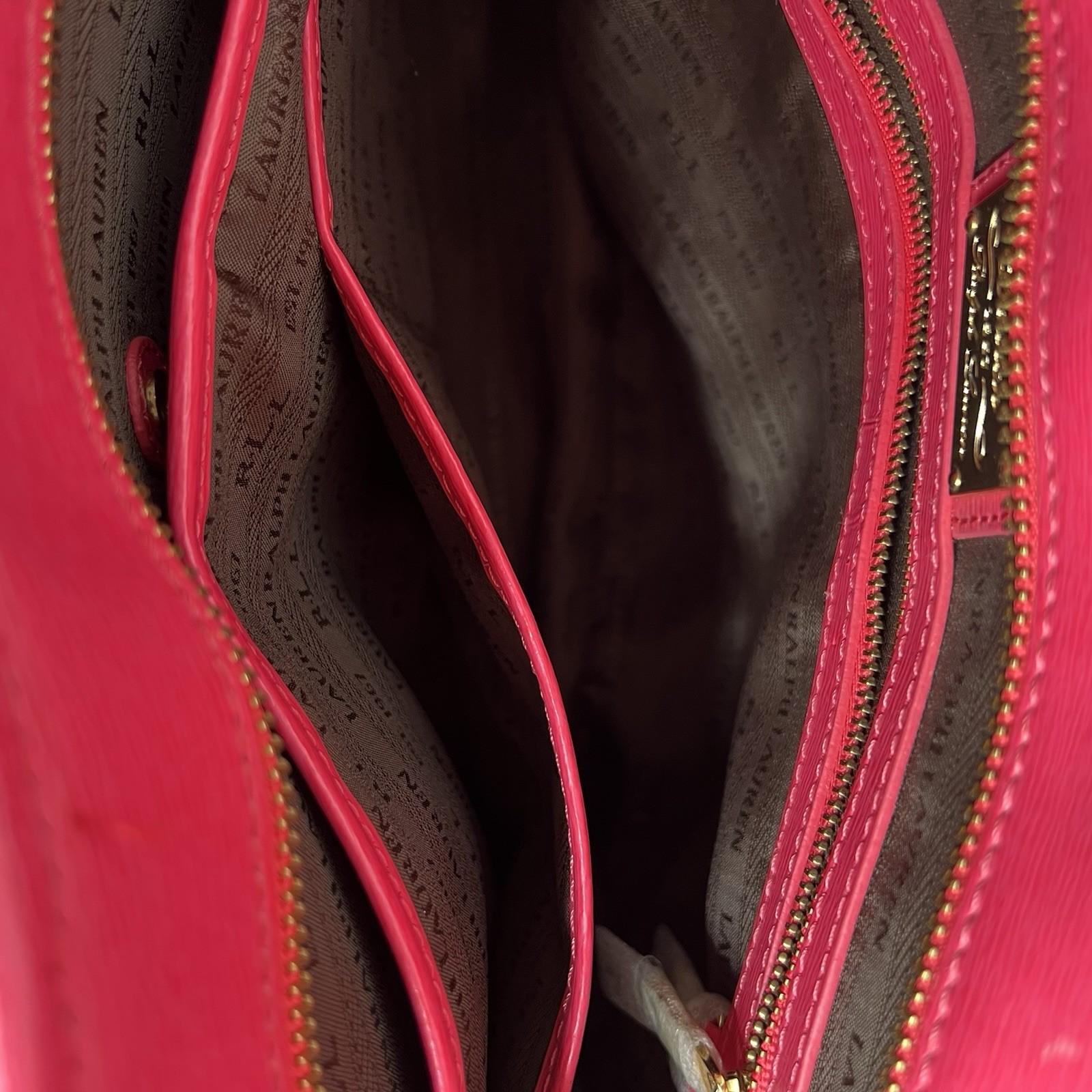 Ralph Lauren Bennington Medium Tote Shopper Handbag Saffiano Leather Fuchsia