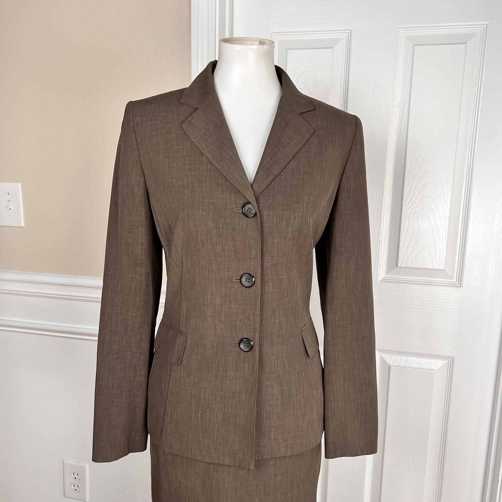 EVAN PICONE Women 2PC Brown Polyester Lined Skirt Suit Size 8