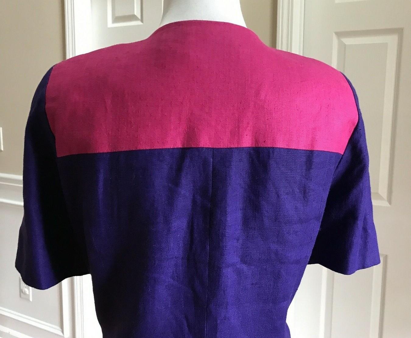 10-2269.jpg LIZ CLAIBORNE Beautiful Linen Pink Purple Short Sleeves Skirt Suit Size 12P