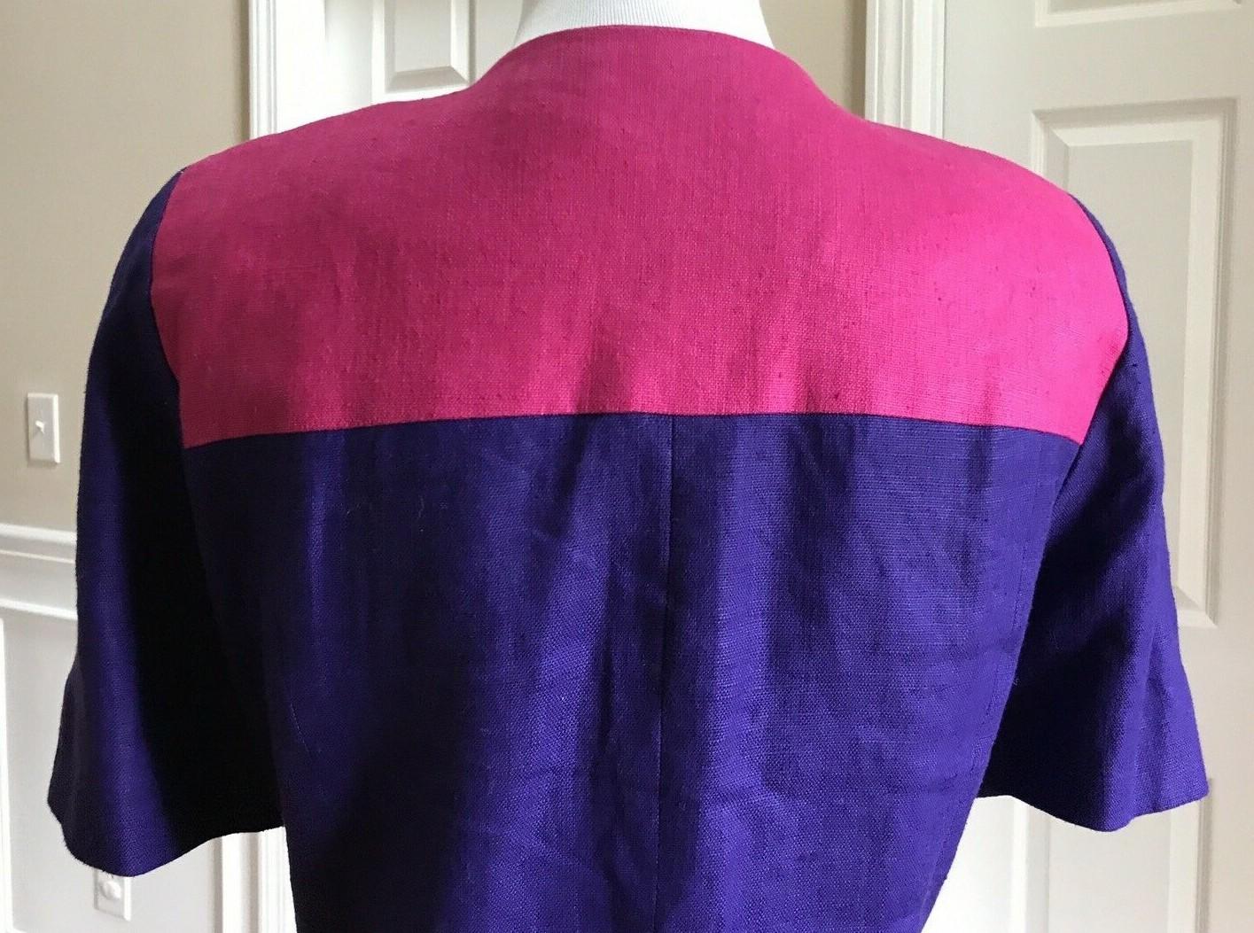 10-2270.jpg LIZ CLAIBORNE Beautiful Linen Pink Purple Short Sleeves Skirt Suit Size 12P