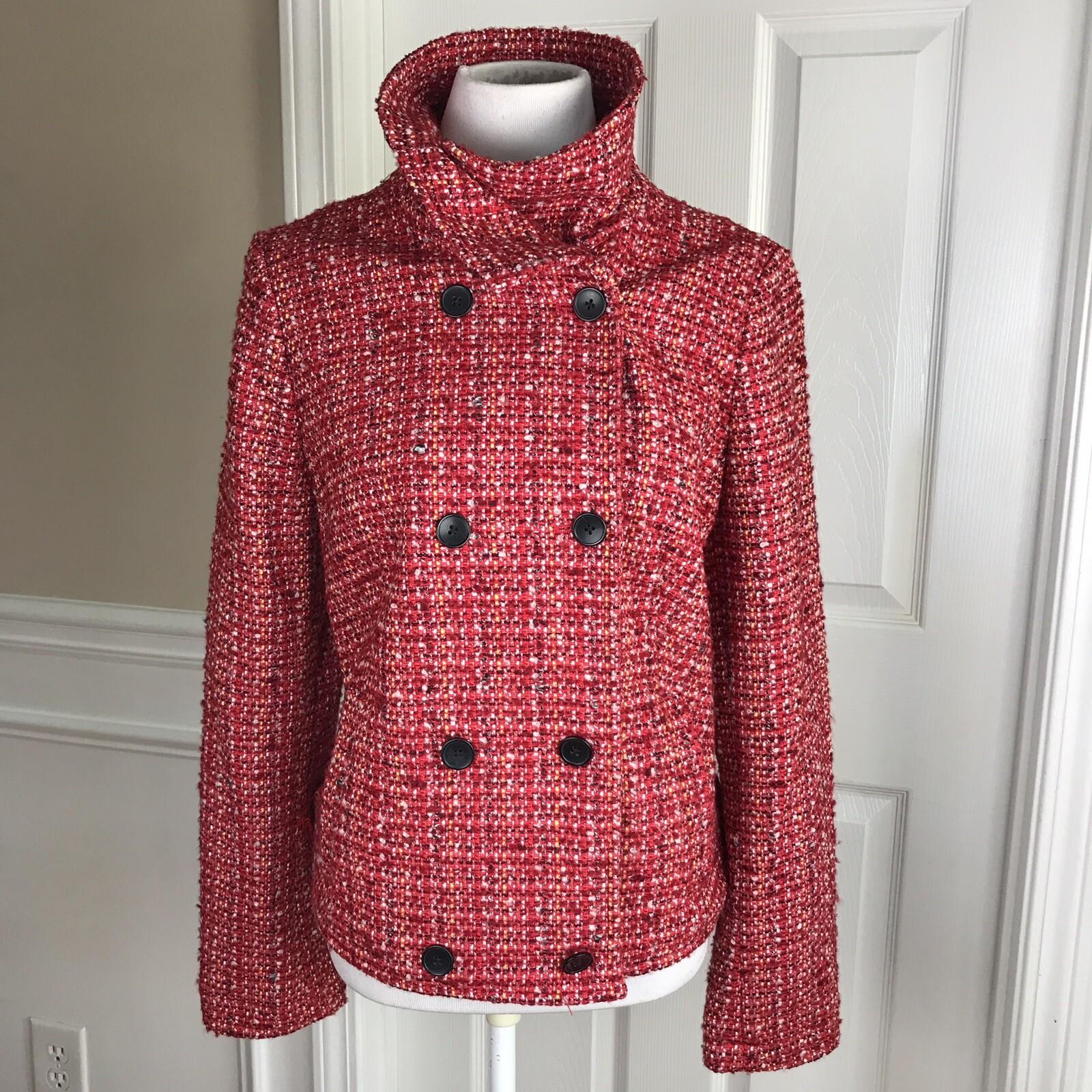 GAP Women Beautiful Red Cotton Blend Double Breasted lined Coat Size M