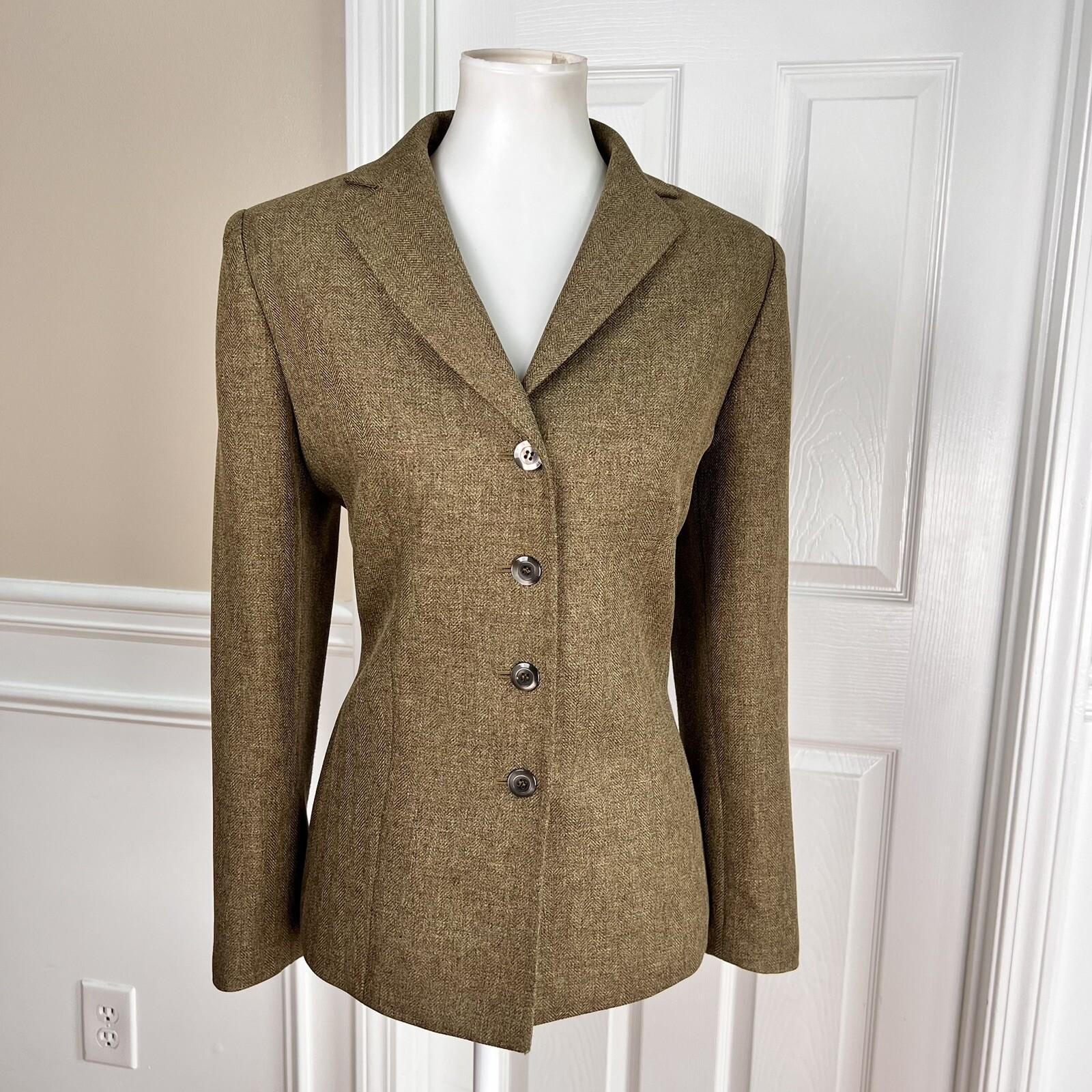 Le Suit Women Polyester Blazer Suit Size 10P Green Lined Notch Collar 1PC