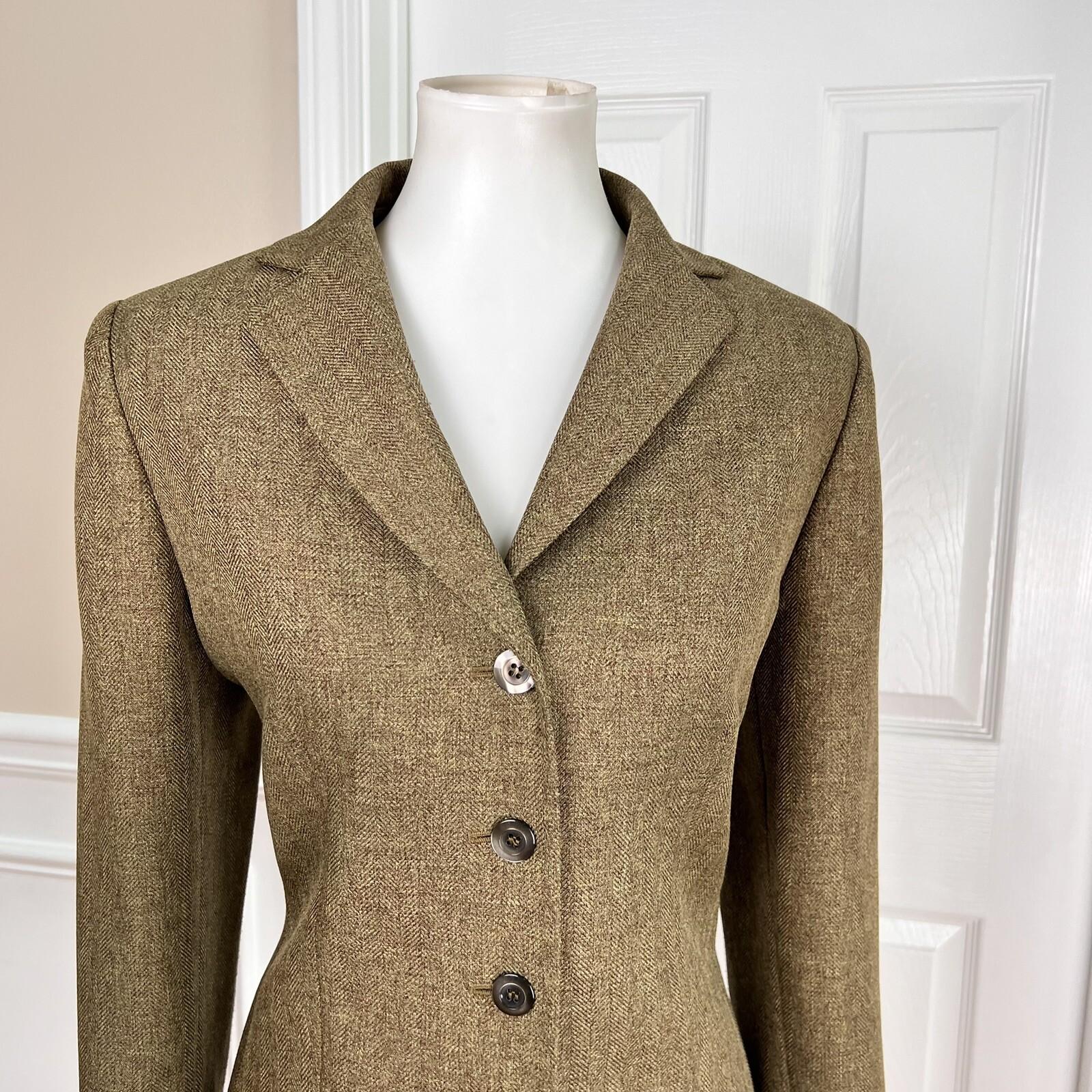 Le Suit Women Polyester Blazer Suit Size 10P Green Lined Notch Collar 1PC