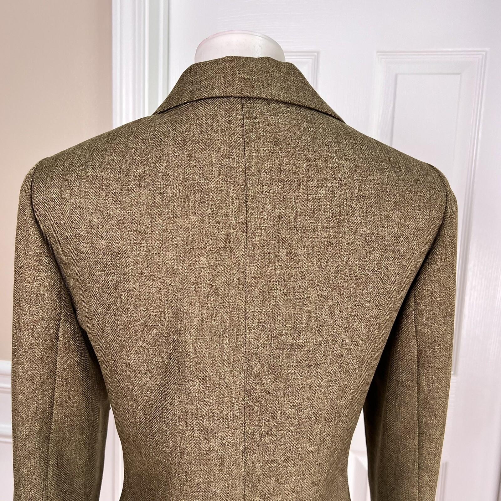 Le Suit Women Polyester Blazer Suit Size 10P Green Lined Notch Collar 1PC
