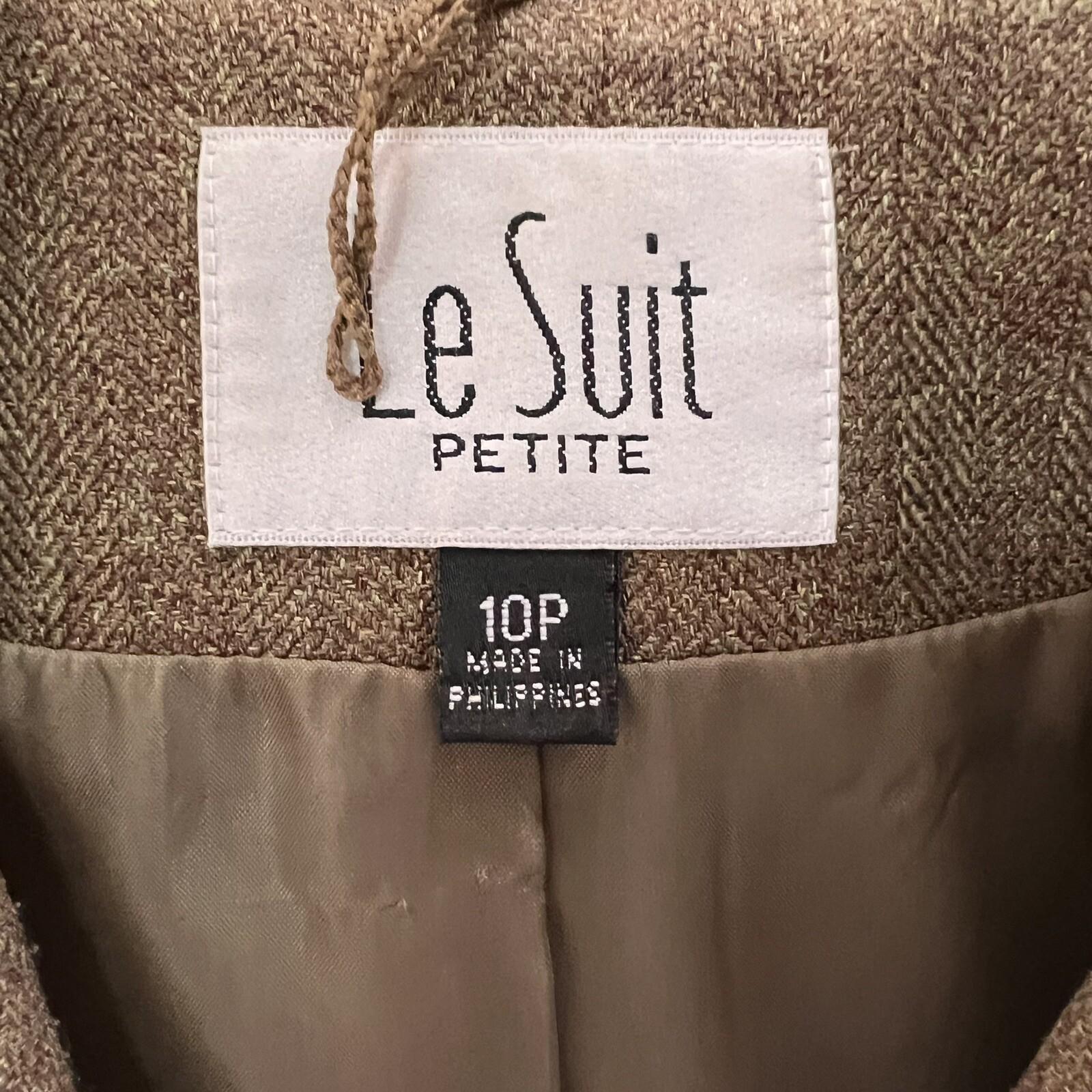 Le Suit Women Polyester Blazer Suit Size 10P Green Lined Notch Collar 1PC