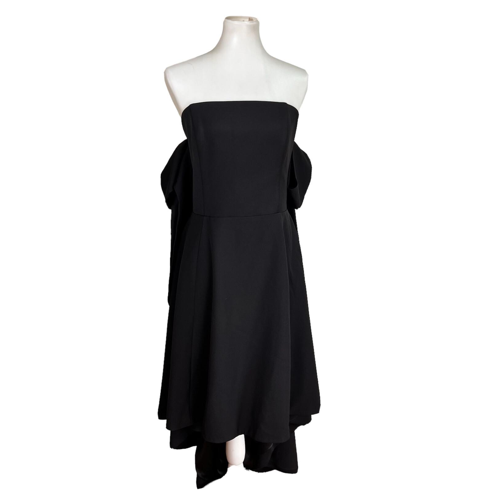 10-2284.jpg ELOQUII Black Polyester Spandex Cold Shoulder High Low Collarless Dress SZ 14