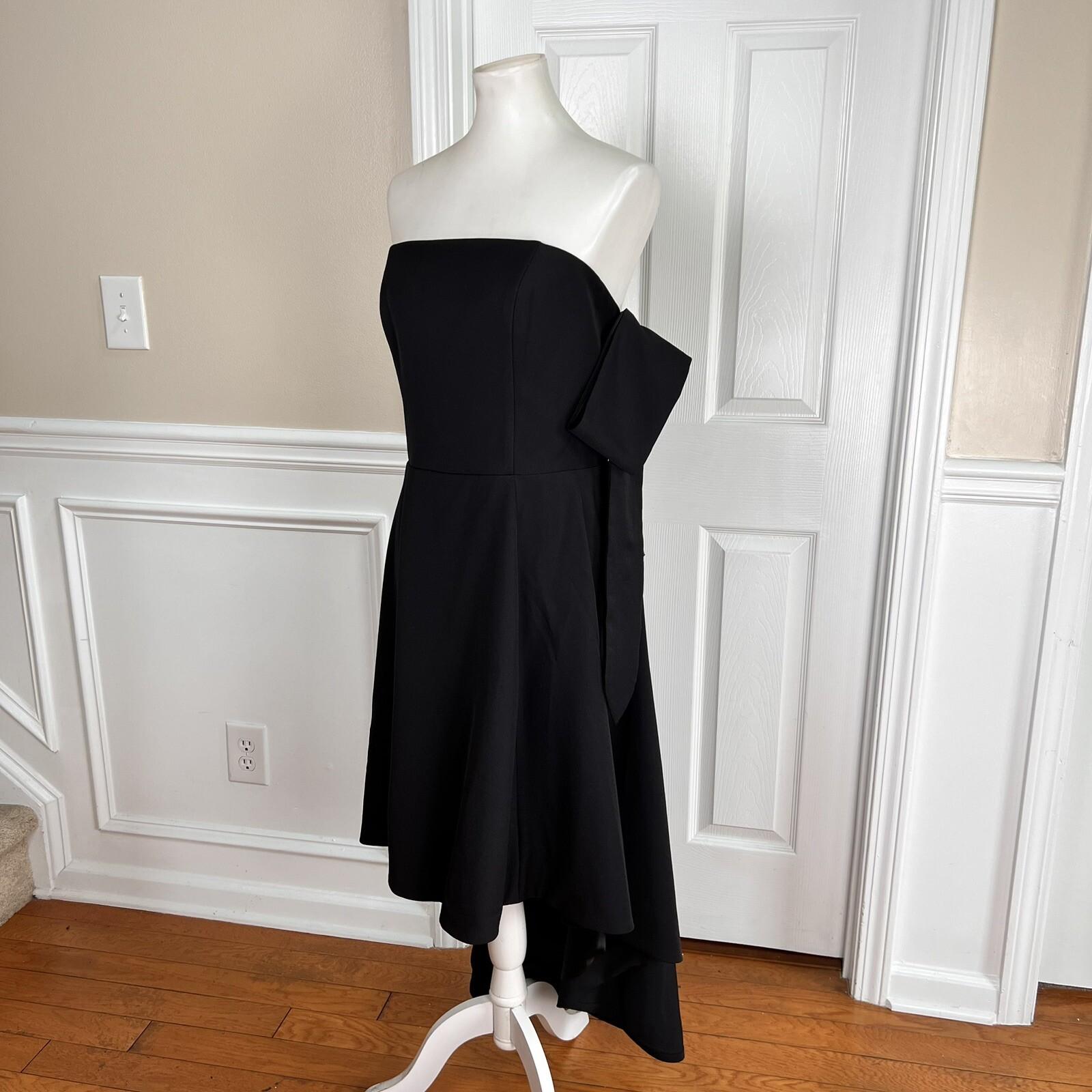 10-2286.jpg ELOQUII Black Polyester Spandex Cold Shoulder High Low Collarless Dress SZ 14
