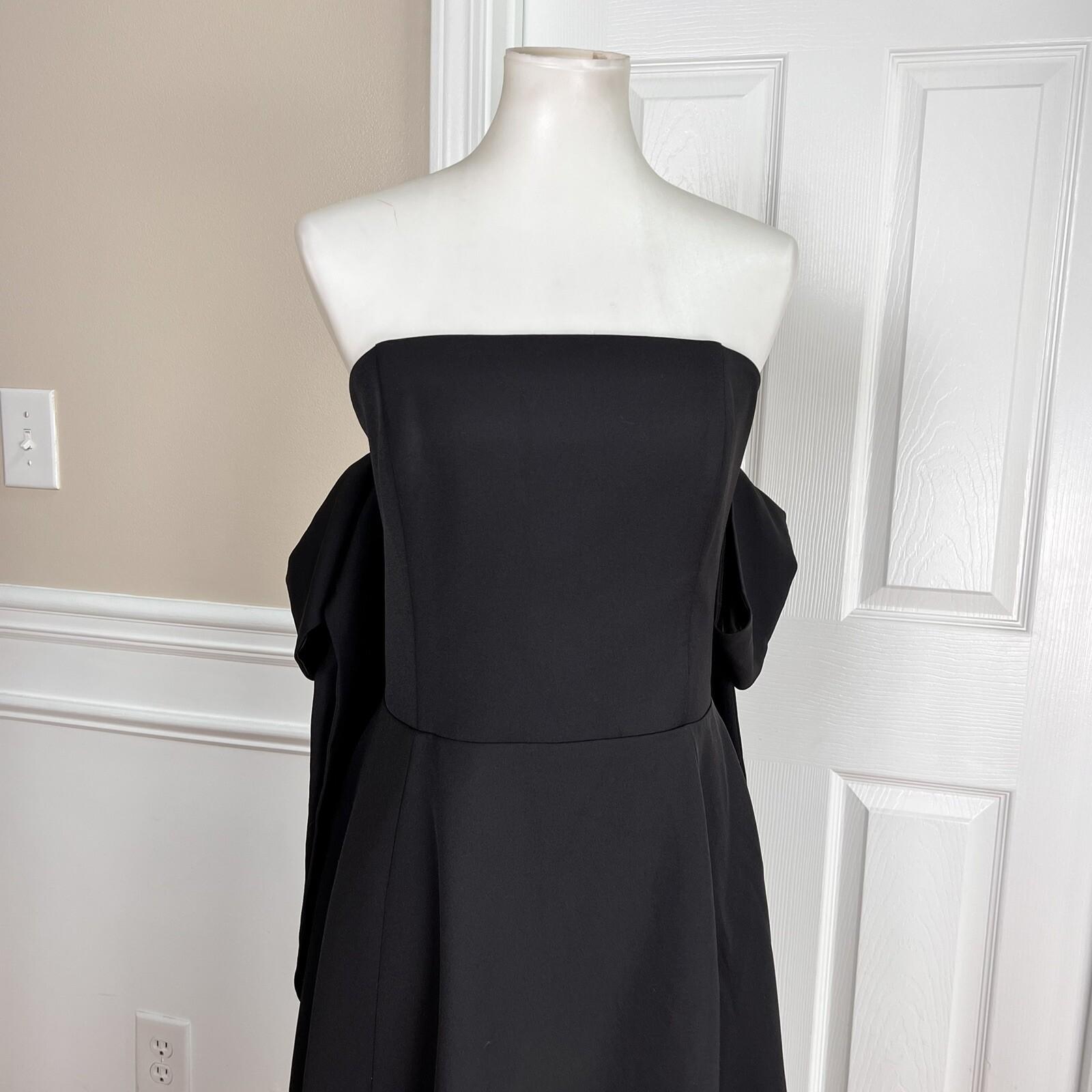 10-2287.jpg ELOQUII Black Polyester Spandex Cold Shoulder High Low Collarless Dress SZ 14