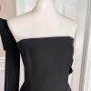 10-2288.jpg ELOQUII Black Polyester Spandex Cold Shoulder High Low Collarless Dress SZ 14