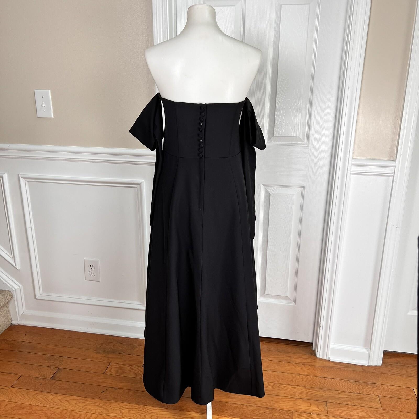 10-2289.jpg ELOQUII Black Polyester Spandex Cold Shoulder High Low Collarless Dress SZ 14