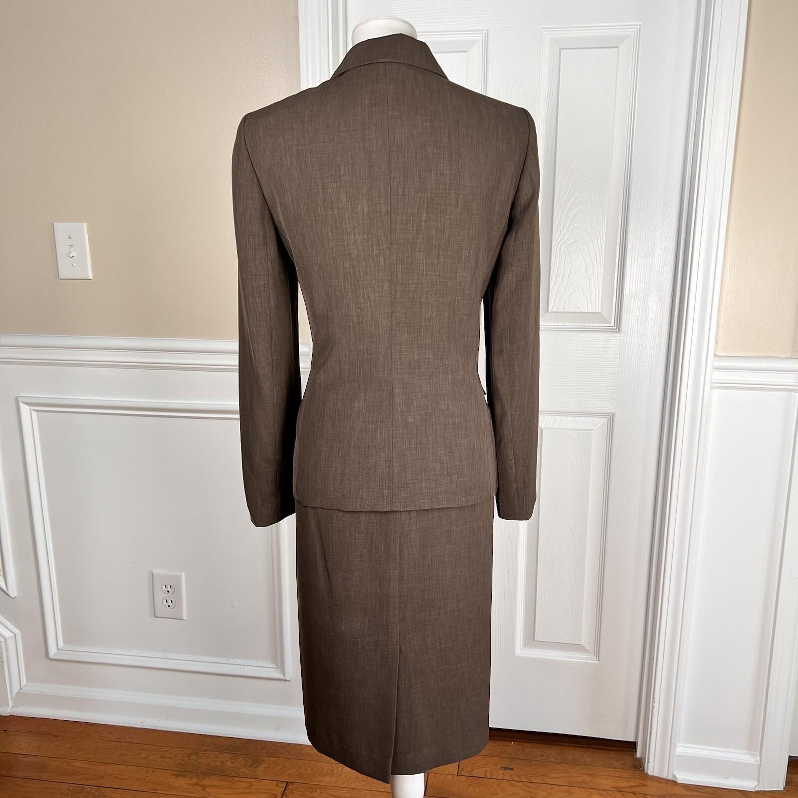 EVAN PICONE Women 2PC Brown Polyester Lined Skirt Suit Size 8