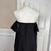 10-2290.jpg ELOQUII Black Polyester Spandex Cold Shoulder High Low Collarless Dress SZ 14