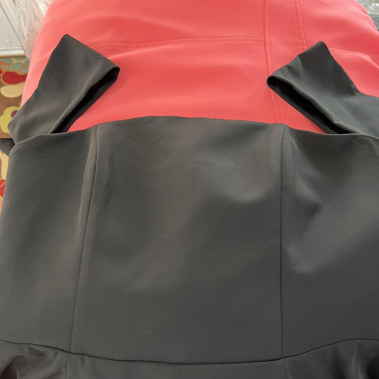 10-2291.jpg ELOQUII Black Polyester Spandex Cold Shoulder High Low Collarless Dress SZ 14